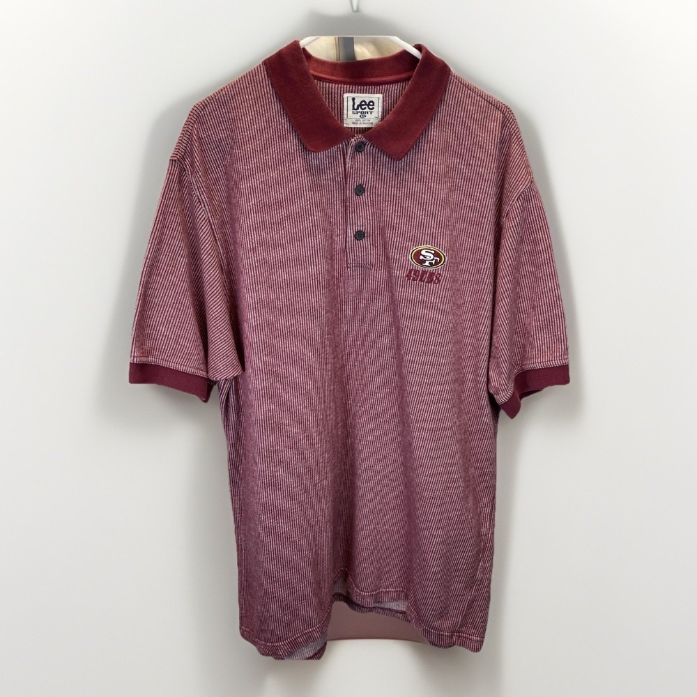 Vintage Lee Sport NFL San Francisco 49ers Men's Polo Shirt XL Embroidered Red
